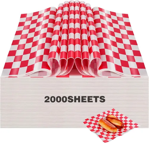 Vista 12 de Colarr 1000 hojas de papel encerado a granel de 15 x 15 pulgadas, papel grande para envolver sándwiches a cuadros, para hamburguesas, pan, Negro