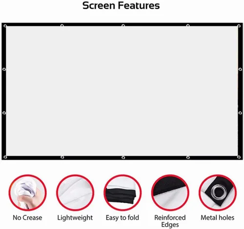 Vista 3 de COHEALI Portable Foldable Projector Screen for Home Theater Indoor Outdoor Use Lightweight Polyester Soft Projection Screen for Camping Movie Night