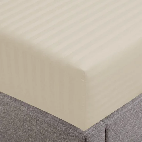 Vista 19 de Feather & Stitch - Sábana bajera ajustable de 100 % algodón, tejido satén de damasco, transpirable a rayas, sábana elástica para colchón de 18