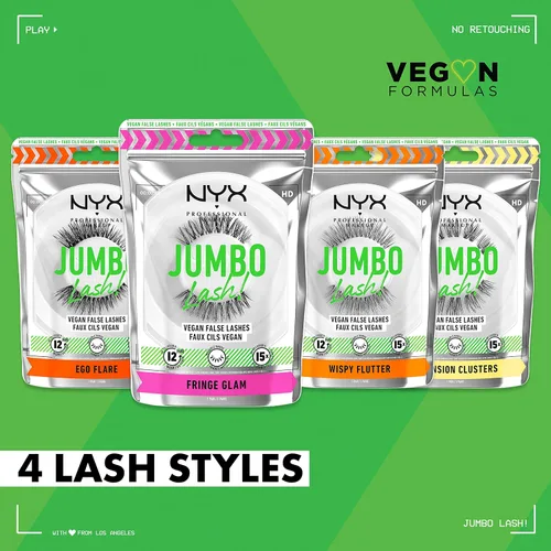 Vista 6 de NYX PROFESSIONAL MAKEUP Jumbo Lash! Delineador de ojos y adhesivo para pestañas 2 en 1, color negro Negro más malo
