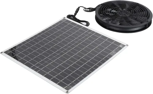 Vista 6 de 20W Solar Exhaust Fan, High Speed Solar Panel Ventilation Fan for Chicken Coop Pet House Barn Greenhouse, Efficient Cooling with 16V Solar Panel