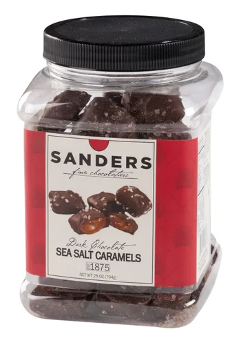 Vista 10 de Sanders Mini bocados de chocolate oscuro con sal marina y caramelo, 3.75 onzas, bolsa resellable