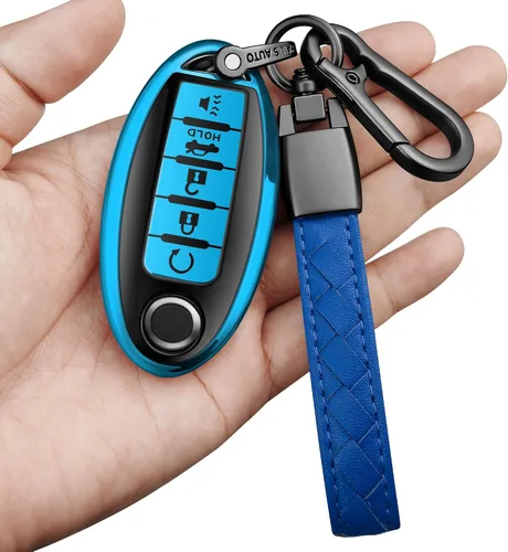 Vista 11 de Compatible con Nissan Funda para Llavero con Llavero de Cuero, Funda de Carcasa de Llave de TPU Suave Compatible con Llave Remota Inteligente