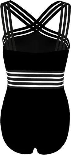 Vista 4 de Hilor - Traje de baño de una pieza para mujer parte delantera cruzada diseño con recortes