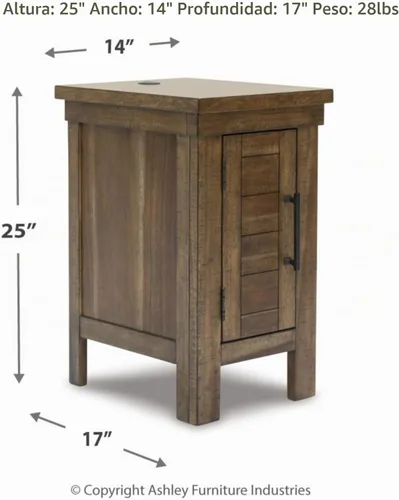 Vista 3 de Signature Design by Ashley Moriville - Mesa auxiliar para silla con USB
