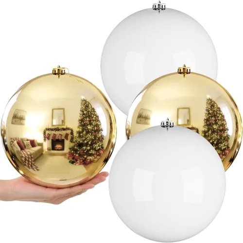Vista 10 de Zubebe 4 piezas de adornos de bolas de Navidad extra grandes de 8" (200 mm) bolas gigantes sobredimensionadas de plástico de grado comercial