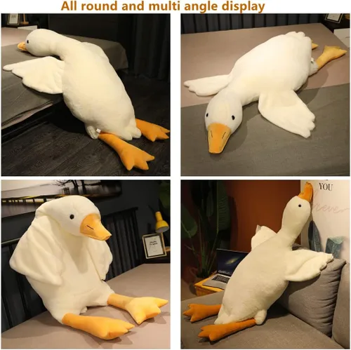 Vista 4 de NatureMan Peluche de ganso de 33.4 pulgadas, juguete de peluche de ganso muy grande, lindo cojín de felpa de ganso blanco, súper suave para todas