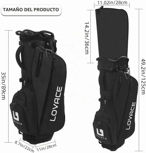 Vista 5 de Bolsa de golf de 14 vías, bolsas de golf ligeras con soporte para hombres y mujeres Negro