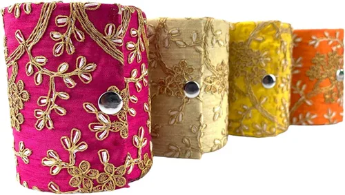 Vista 8 de LOVENSPIRE Caja organizadora de brazaletes para mujeres y niñas, bolsa de almacenamiento de joyas surtidas a granel, hermosa funda bordada, regalo
