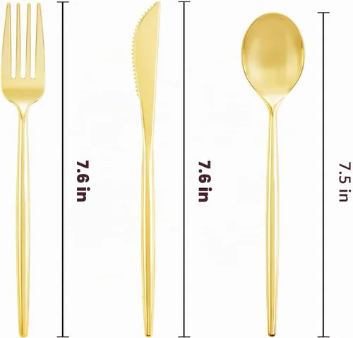Vista 6 de U-QE - 180 cucharas de plástico doradas, cucharas desechables de plástico