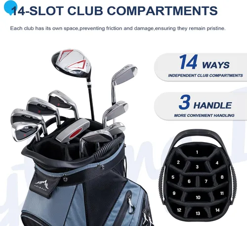 Vista 2 de UNIHIMAL Bolsa de carrito de golf de 14 vías con divisor organizador y cubierta para lluvia Full-Length Dividers, Rain Cover Included, Easy-Carry