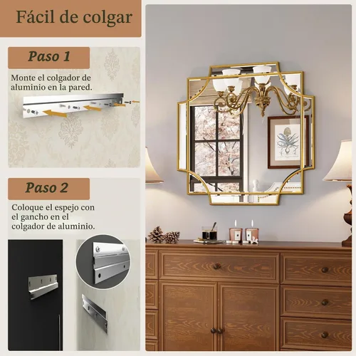 Vista 8 de Kelly Miller Espejo de pared decorativo con borde festoneado de lámina