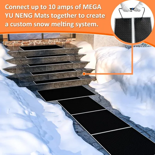 Vista 4 de Alfombrillas térmicas para derretir nieve al aire libre, alfombrilla de goma térmica antideslizante de 10" x 30" para hielo, velocidad