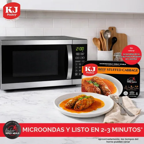 Vista 4 de KJ Poultry Kosher Ready Meals – Rollos de col rellenos de ternera, comidas de carne MRE listas para comer, sin gluten (paquete de 1) preparado