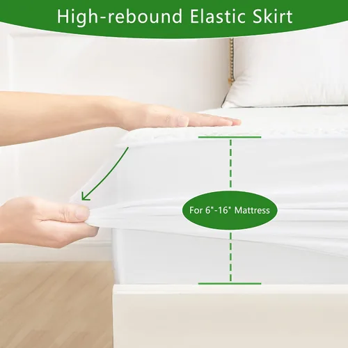 Vista 5 de GOONIK Pack de 2 protectores de colchón tamaño individual, protector de colchón transpirable de bambú y viscosa impermeable con bolsillo de 6 a 16