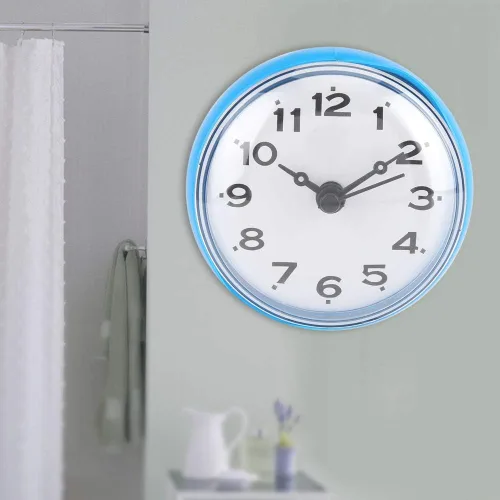 Vista 4 de TOPINCN Reloj de baño con ventosa, material ABS, 2.8x1.6 in, montaje en pared (azul)