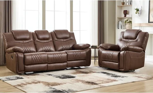Vista 22 de EBELLO Silla reclinable manual de piel sintética, sofá reclinable con cómodos reposabrazos y respaldo, sofá individual para sala de estar