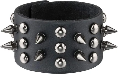 Vista 4 de Eigso Biker - Pulsera ancha de piel sintética estilo punk gótico con remaches y hebilla para hombre