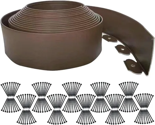 Vista 26 de Bordes de jardín de 1.5 pulgadas x 98 pies, bordes de paisaje negro con 150 estacas de plástico, valla flexible de bricolaje para paisajismo, cama