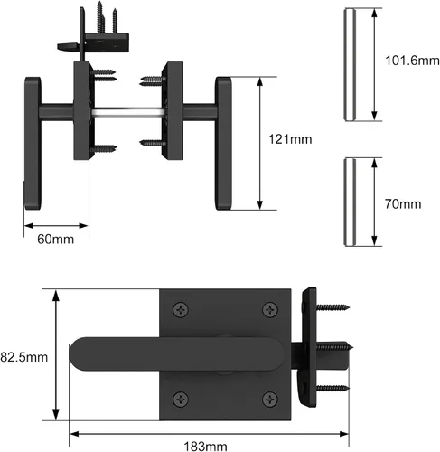 Vista 3 de Sdstone Cerradura de puerta de doble lado, hardware de puerta de gran resistencia para valla de madera, hardware de puerta para puertas exteriores