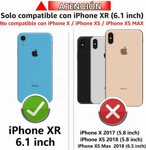 Vista 2 de Funda para iPhone XR, cubierta de lente de cámara deslizante integrada+soporte de anillo de dedo+protector de pantalla, funda protectora de cuerpo
