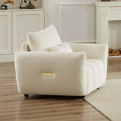 Vista 3 de Antetek - Sofá individual moderno de 35 pulgadas, cómodo asiento profundo de tela de peluche, silla de sala de estar, sofá de lectura Boucle de ocio