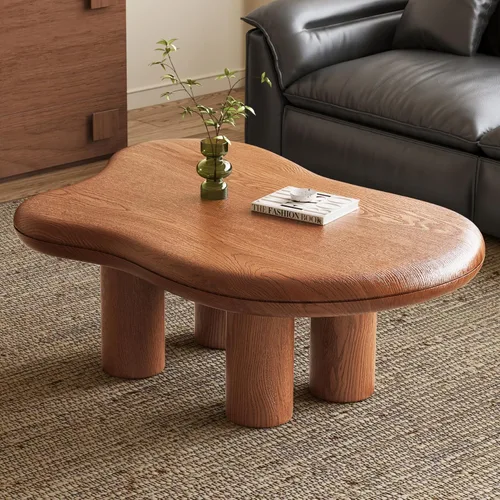 Vista 9 de Mesa de centro Mid-Century Modern Cloud con mesa espaciosa, mesa central irregular de 35.43 pulgadas de ancho con 4 patas sólidas, mesa de té