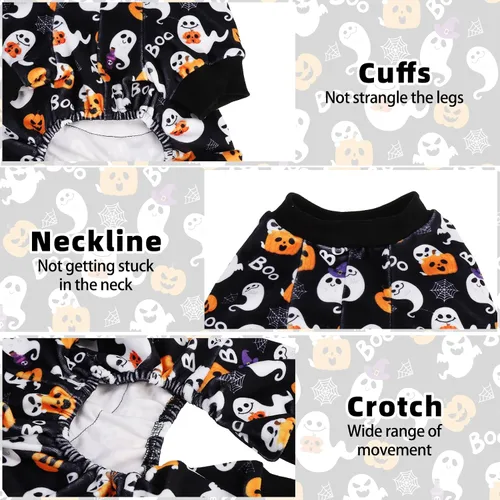 Vista 3 de PUPTECK - Pijamas de forro polar suave para perros pequeños y medianos, mono para perros, suéteres para cachorros, ropa de mascotas, mono de Negro