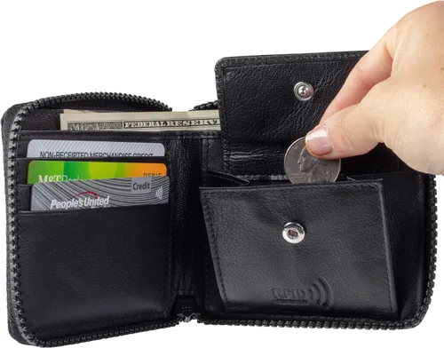 Vista 4 de Men's Nylon Zip Wallet by Rogue - 10 Card Capacity, Full Cash Slot, Expandable Coin Pouch - Premium Leather & Durable Nylon - RFID Blocking Canvas
