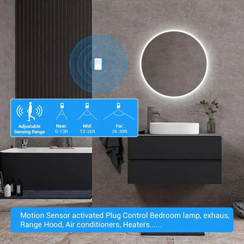 Vista 5 de Interruptor con sensor de movimiento SEHOMY con toma de corriente para baño y cocina, control de lámpara de dormitorio, extractor, campana