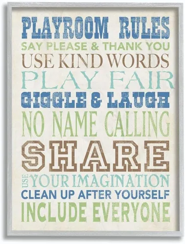 Vista 10 de The Kids Room by Stupell Playroom Rules Use Kind Words Placa de pared rectangular