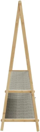 Vista 5 de Natural Bamboo Clothes Rack Foldable with Two Shelves, 52.0 in x 17.9 in x 59.3 in, Sturdy Eco-Friendly Storage Organizer for Indoor Outdoor Use