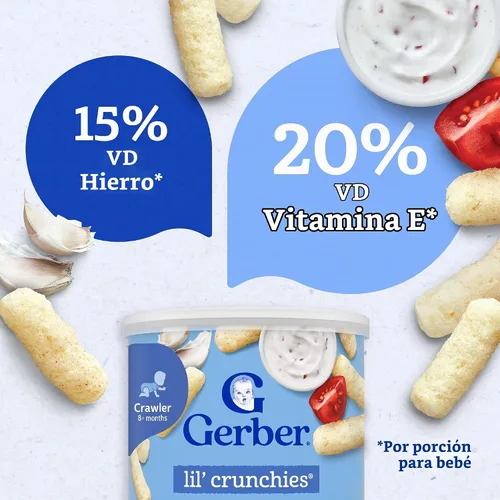 Vista 6 de Gerber Snacks para bebé Lil Crunchies, Veggie Dip, 1.48 onzas (Paquete de 6)