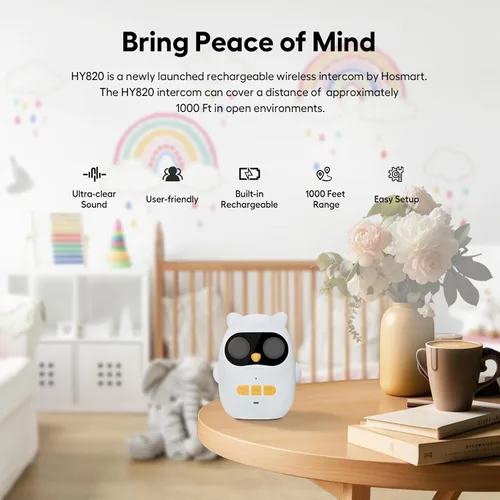 Vista 2 de Monitor de audio para bebés con batería recargable, walkie talkies para niños con conversación bidireccional y sonido claro, rango de 1000 pies