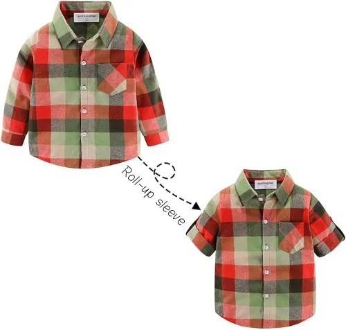 Vista 2 de Mud Kingdom Camisa de franela a cuadros para niños de manga larga con botones