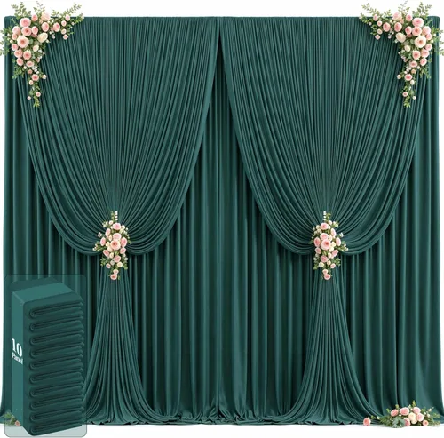Vista 60 de 20 pies x 12 pies Cortinas de Telón de Fondo Azul Bebé Sin Arrugas para Bodas y Fiestas, Telón de Fondo de Tela Azul, Cortinas para Bodas