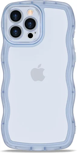 Vista 38 de Anuck Funda para iPhone 13 Pro con borde ondulado, diseño trasero transparente, agarre antideslizante, forma de marco rizado ondulado, a prueba