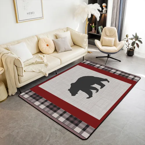 Vista 17 de Castle Fairy Bear Family - Alfombra antideslizante de 3 x 5 pies, diseño de animales salvajes, color negro, para niños, adolescentes y adultos