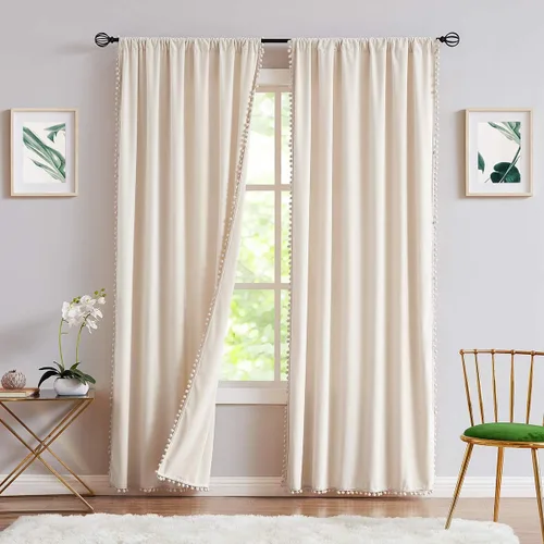 Vista 23 de Treatmentex Cortinas de terciopelo negro para dormitorio, 63 pulgadas, tacto de algodón de lujo, suaves, oscurecimiento de la habitación, 80%