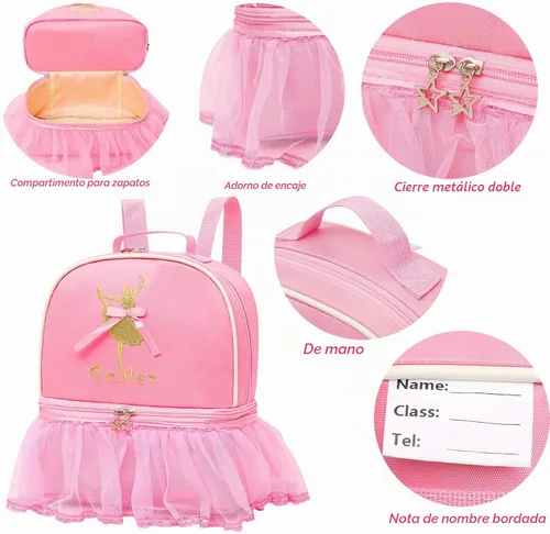 Vista 6 de Dorlubel - Linda mochila de ballet con tutú con llavero para niñas Tutú rosa niña 7