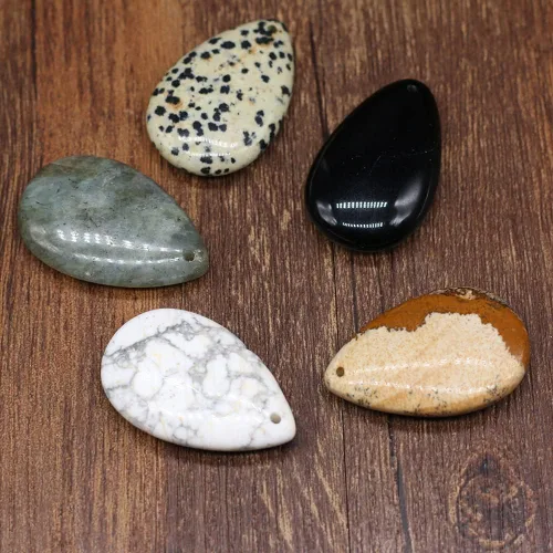 Vista 8 de 5 piezas de colgante de gota natural turquesa ágata imagen piedra curativa joyería mineral fabricación de bricolaje collar aretes accesorio Deco