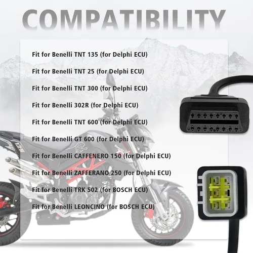Vista 6 de AntiBreak Delphi Benelli 6pin 6pin Adaptador de motocicleta Motorrad Motor OBD2 conector compatible con Benelli OBD Obd2 escáner diagnóstico