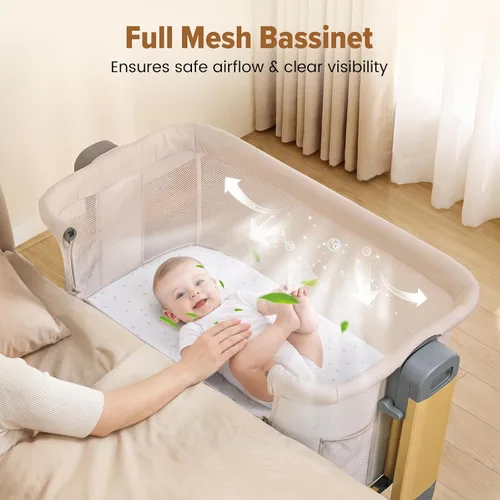 Vista 6 de Ezebaby Cuna mecedora 3 en 1, moisés estable y seguro Beige