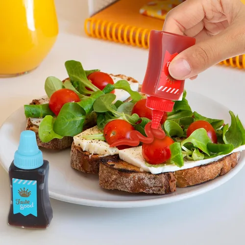 Vista 6 de Mini botella de ketchup para lonchera, botellas pequeñas para condimentos, recipientes de salsa de plástico para accesorios de almuerzo Bento