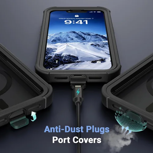 Vista 9 de Funda magnética para iPhone 13 Pro Max, protector de pantalla, compatible con MagSafe, protección contra caídas de grado militar, protección