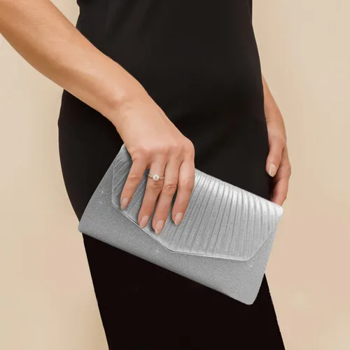 Vista 2 de Ornaous Bolso de noche con purpurina para mujer, bolso de mano formal brillante para baile de graduación, cóctel, boda