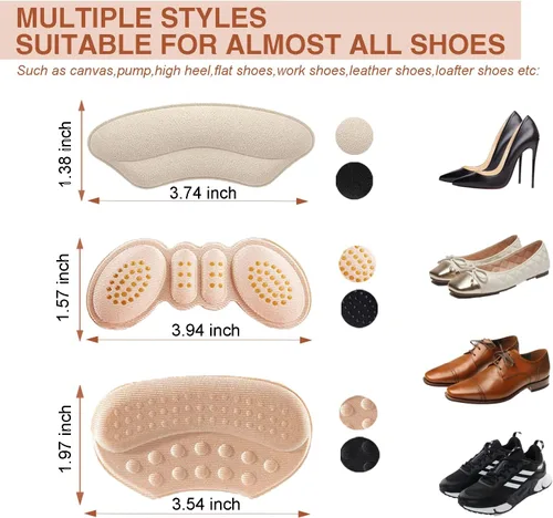 Vista 3 de Almohadillas de talón para zapatos, inserciones de talón, empuñaduras de talón para mujeres y hombres, zapatos demasiado grandes, cojín de talón