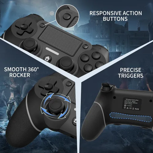 Vista 3 de Ubsvaky Wireless Controller for PS4, Wired P-4 Pro Controller with Paddles, Black P-4 Controller Accessories, P-4 Accessories Perfect Adaptive Full