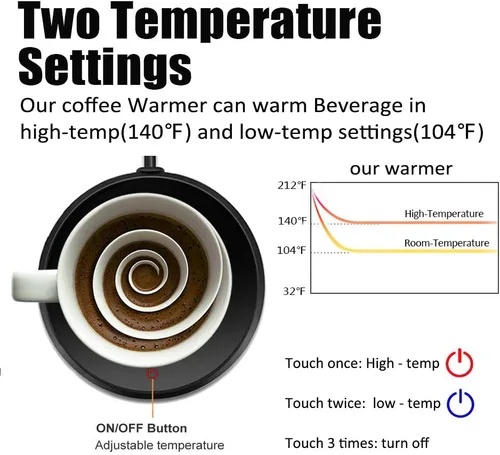 Vista 3 de Calentador de taza de café, KRGMNHR - Calentador de taza con apagado automático para uso en escritorio de oficina en casa, calentador eléctrico