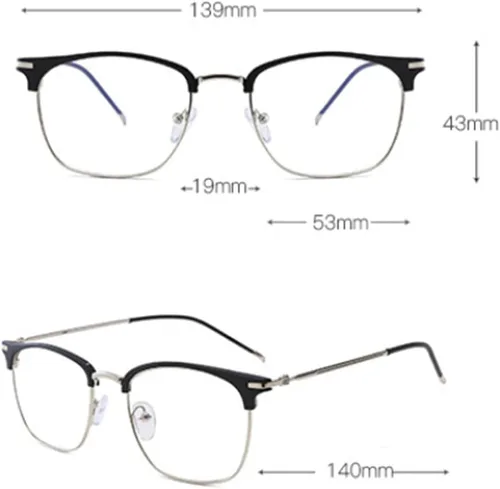 Vista 7 de Shiratori Lentes transparentes de lente transparentes de 1693in con borde de bocina retro vintage